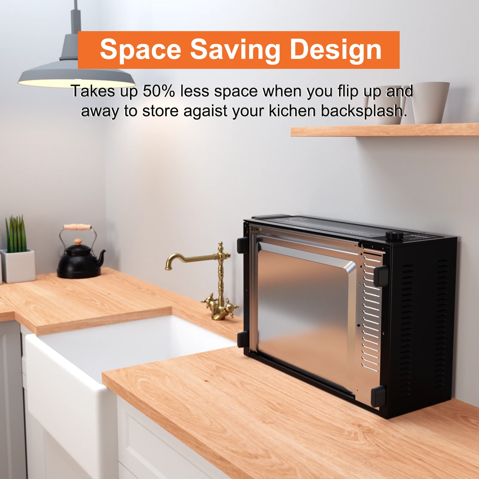 1800W Air Fryer Toaster Oven, Fabuletta 10-in-1 Countertop Convection Air Fryer Oven,Flip Up & Away Capability for Storage Space 6