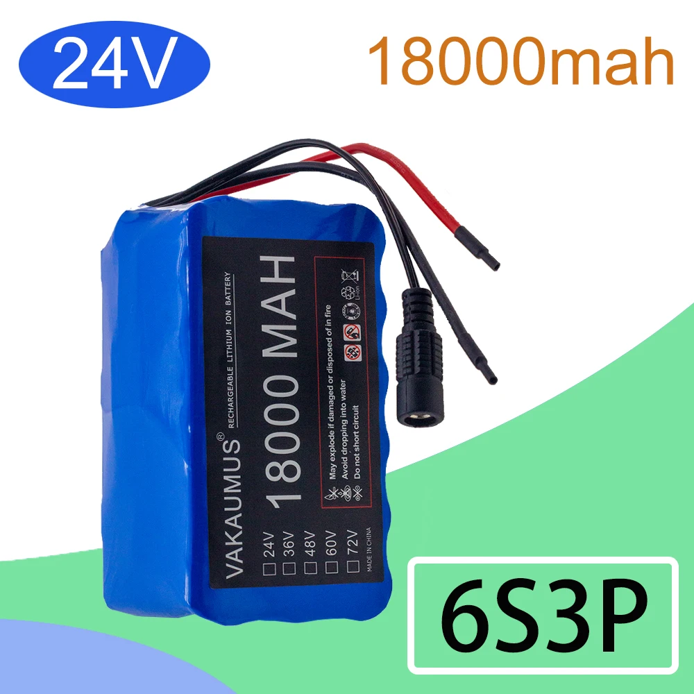 

100% New 24V 18Ah 6S3P 18650 Battery Lithium Battery 25.2v 18000mAh Electric Bicycle Moped /Electric/Li ion Battery Pack+Charger