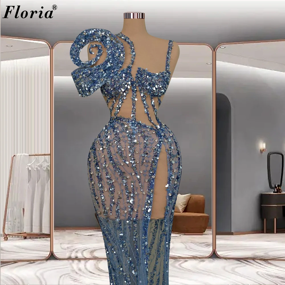 Haute coutures Sajátságos Sellő Kitűnőség dresses számára Nők Ujjatlan sparkly estélyi dresses vel Pöffeszkedés Kézag vestidos Delaware noche