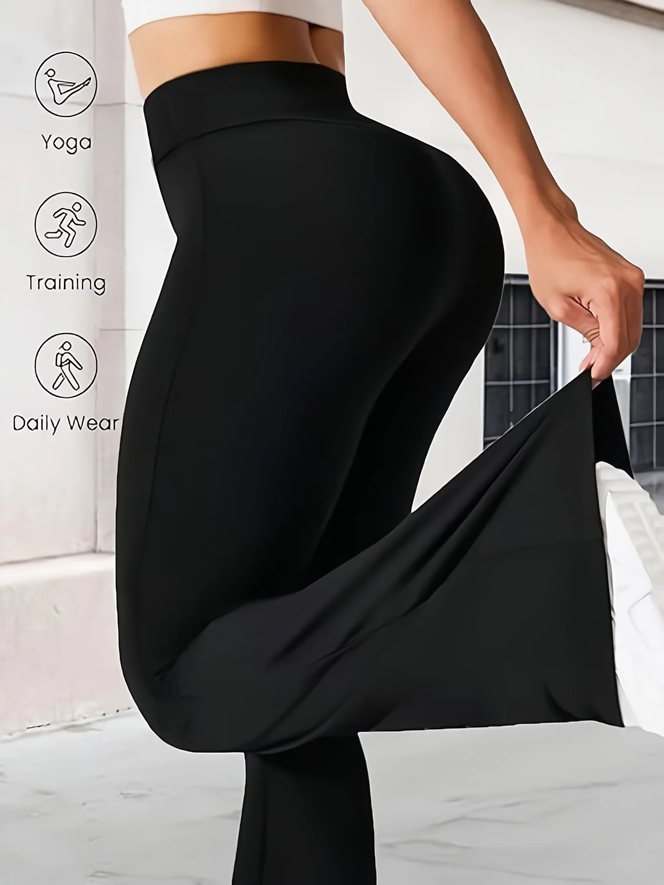 Yoga broek met hoge taille voor dames bootcut sportlegging_voghion.com