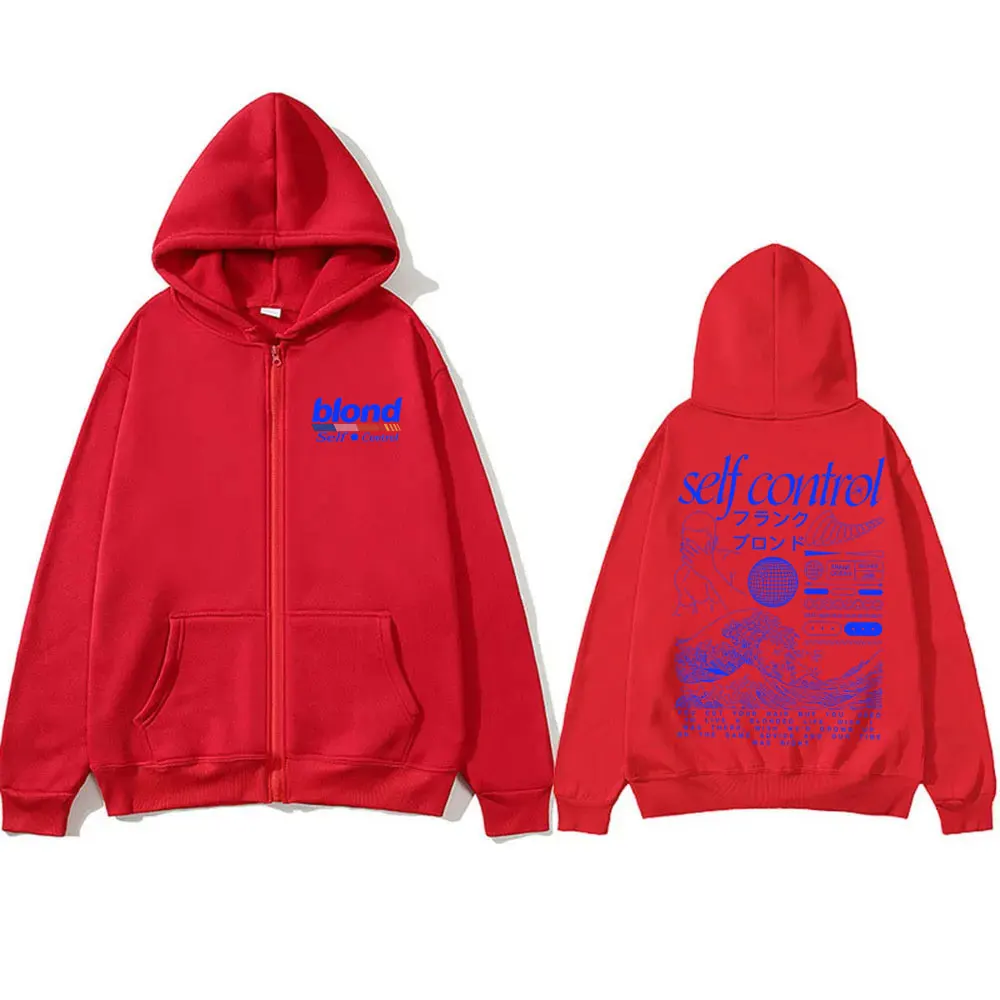 Rapper Frank Hip Hop Vintage Zipper Hoodie Blond Self Control Hoodies Male Ocean Hip-Hop Fashion Zip Up Jacket Men's Streetwear