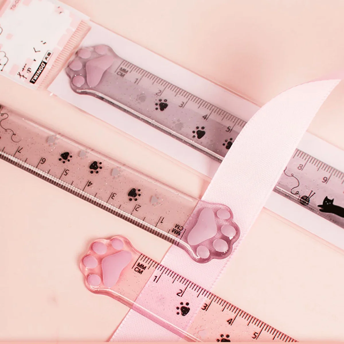 귀여운 키티 고양이 발 스트레이트 눈금자 카와이 문구, 재미있는 그림 선물, 사무실 학교 측정 그림, 1 개, 신제품