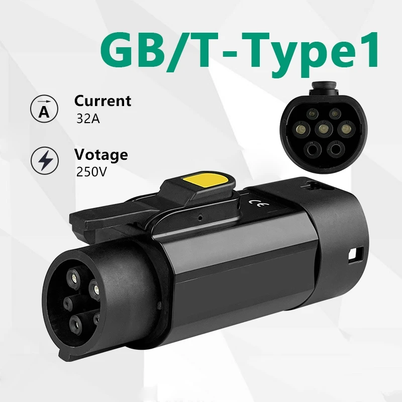 GBT To Type1 Adapter 32A 7.2kw GB/T Female Plug with Type 1 Female Converter J1772 Electric Car For Ford Chevrolet Tesla