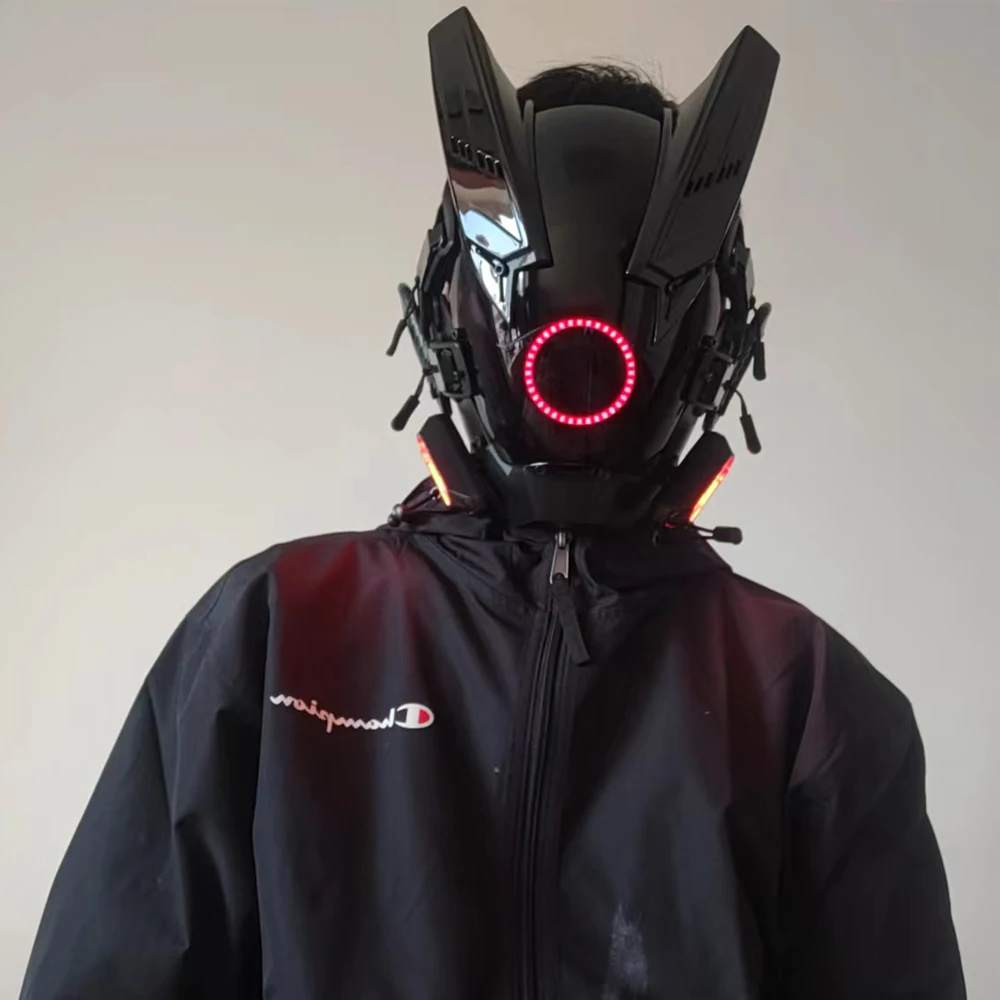 ブラックサムライダーコスプレマスク、サイバーパンクギア