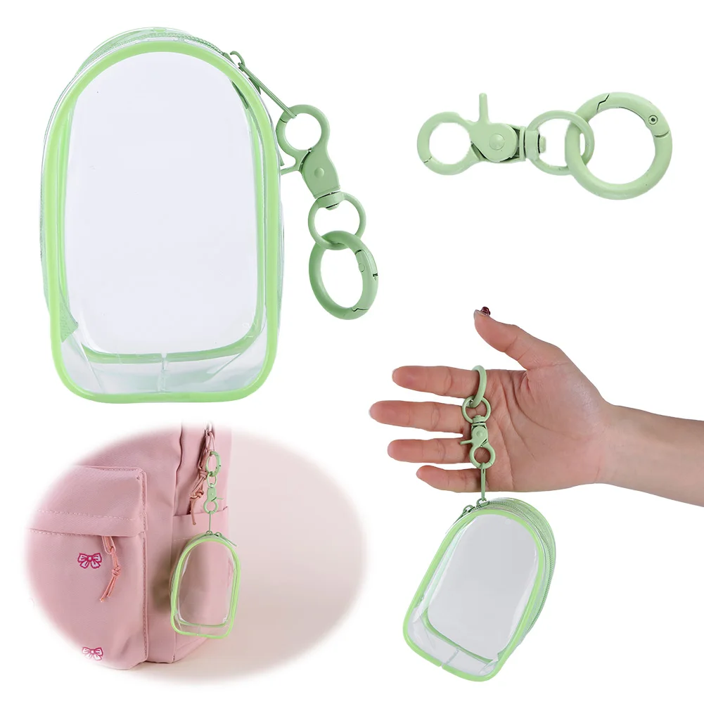 Clear Figure Display Bag with Keychain Mini Doll Pouch Transparent Protector Case Organizer Box for Figures Collectibles