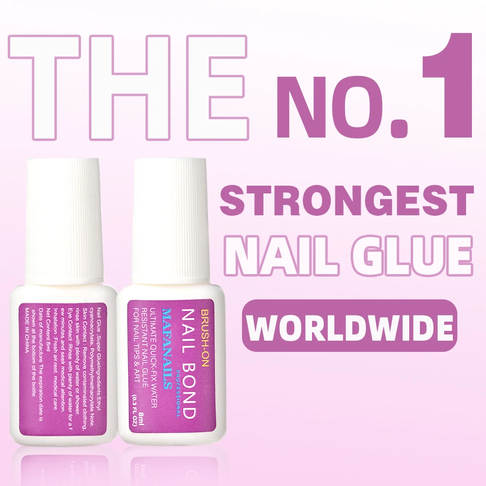 8ML Strong Nail Glue for Press on Nails Adhesive Broken Nail Repair Brush-on Nail Glue Rhinestone Charms Acrylic Tips Bond Glue 3