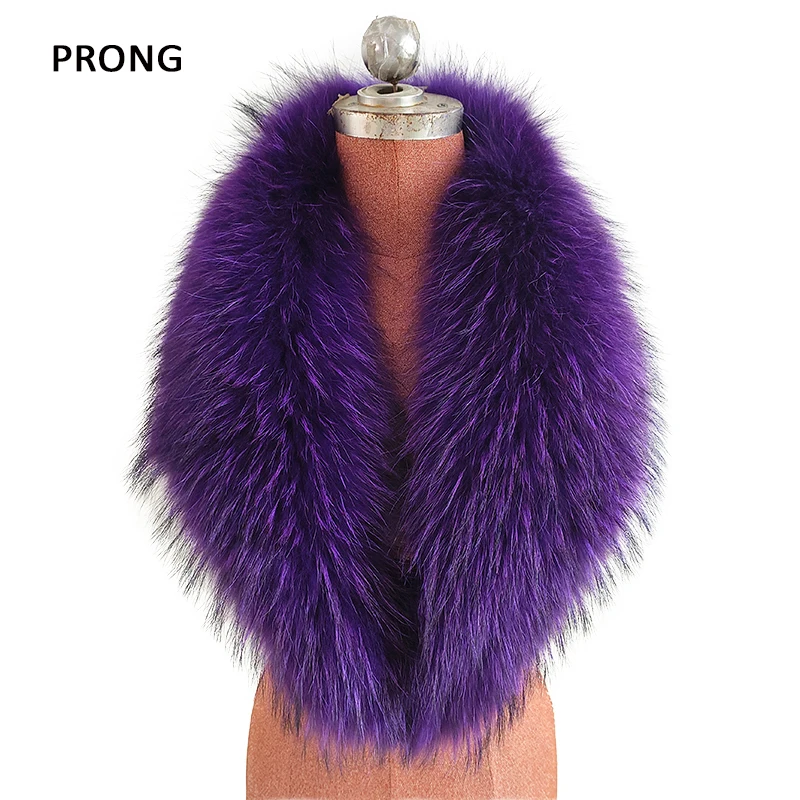 100% Real Fur Collar Luxury Raccoon Fur Scarf Women Men Coat Fur Hood Trims Large Fur Shawl Warps Winter Neck Warmer Long Scarf