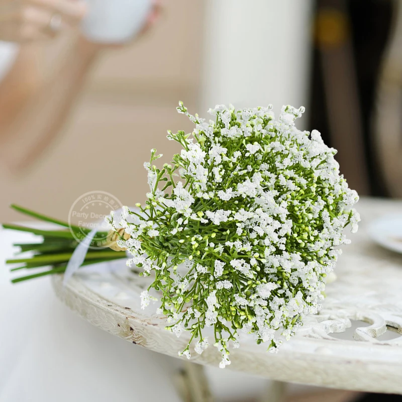 12pcs/bundle Artificial Gypsophila Flowers White Baby Breath Flower Wedding Bride DIY Floral Bouquets Home Vase Decoration 32cm