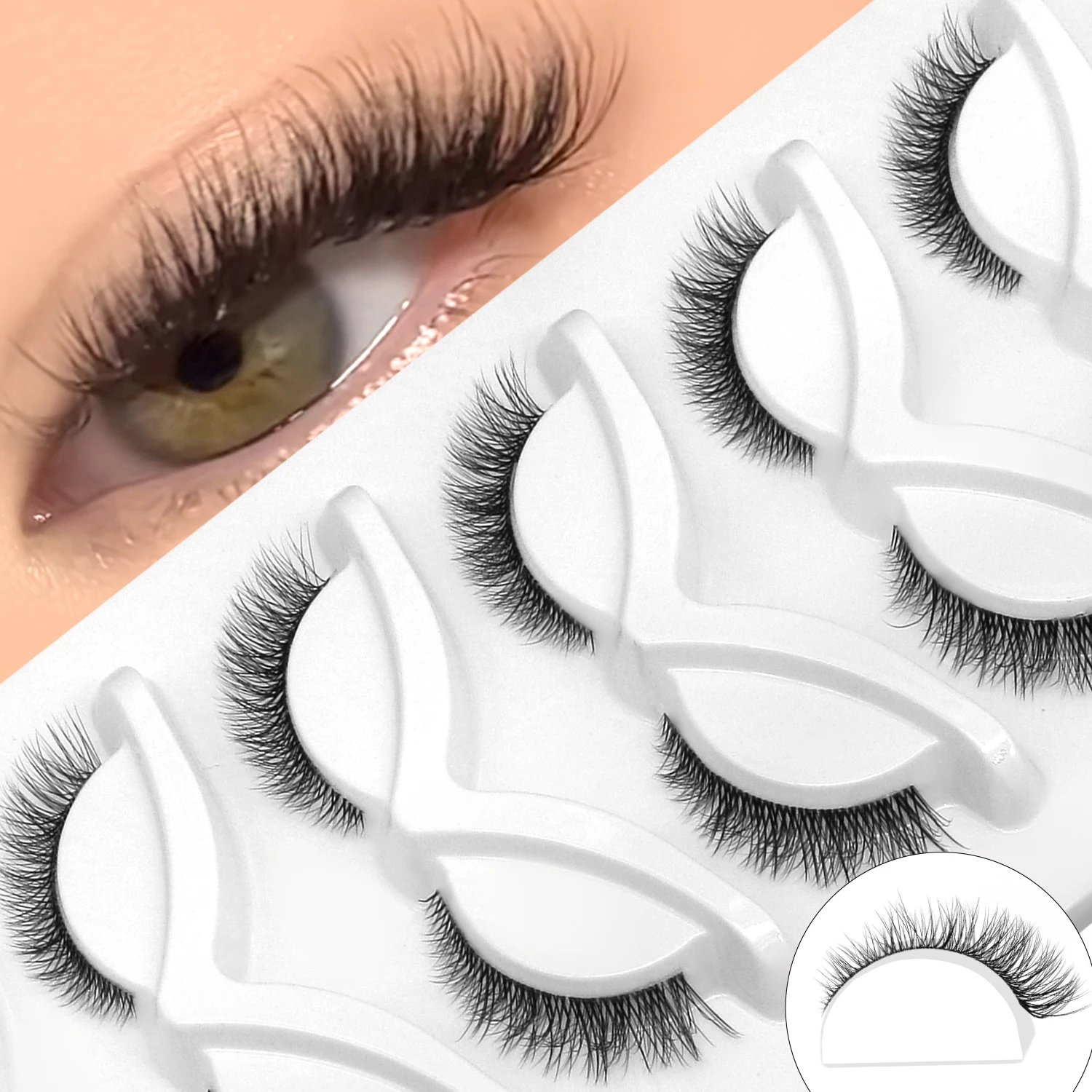 GROINNEYA Natürliche Katzenwimpern 3D-Faux-Nerzwimpern Weiche, natürliche lange Wimpern Wispy Falsche Wimpern Lockige Wimpern Großhandel