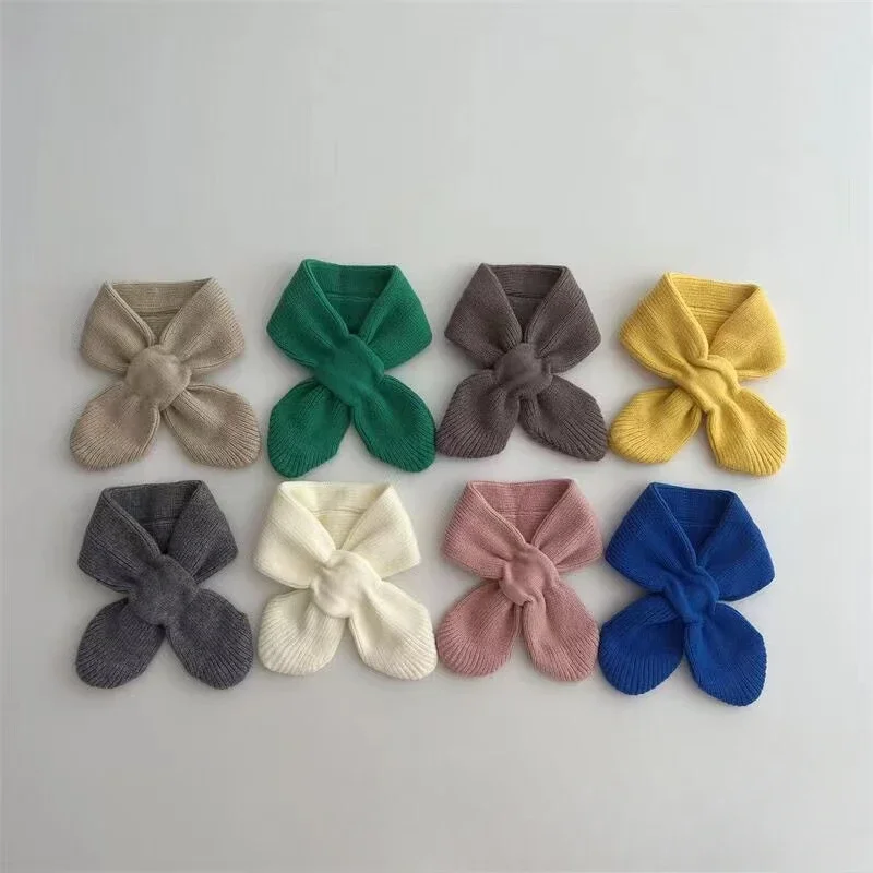 New Kids Scarf Winter Warm Soft Children Knitted Baby Bib Infant Toddler Neck Warm Fashion Toddler Solid Color Girl Boy Scarves