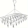 1PC stainless steel sock drying rack with multiple clips, rotating hook windproof clothes rack, sock drying rack, bra, underwear 2
