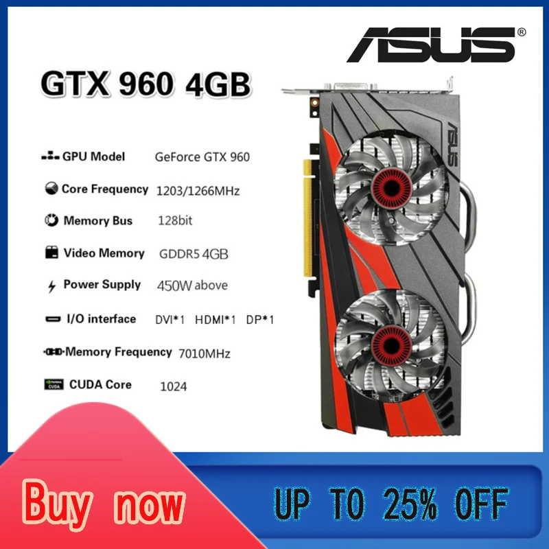 ASUS Raphic Card GTX 950 960 1050 1060 1650 1660 RX 580 2GB 3GB 4GB 6GB 8GB Video Cards GPU AMD Intel Desktop CPU Motherboard best graphics card for gaming pc Graphics Cards