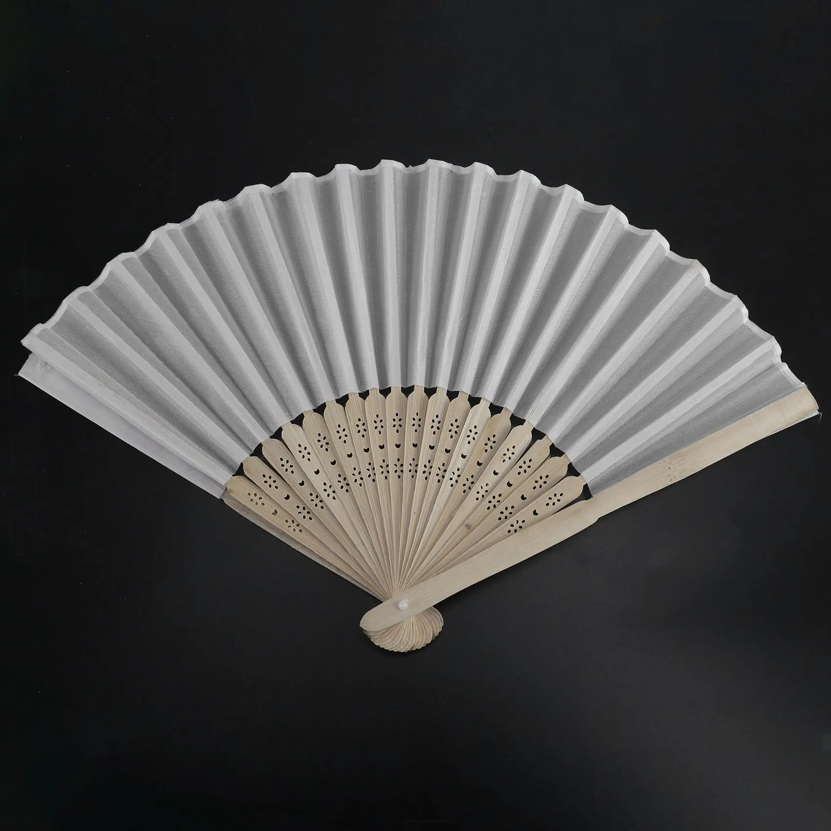 

10 pcs/lot 21cm White Color Fabric Hand Fan, Silk Hand Fan Wedding Party Promotion Favor