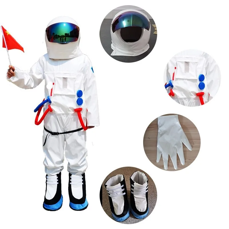 Aerospace Astronaut Cosplay Costume With Helmet Spaceman Role Play Dress Suit Advertising Carnival Party Costumes For Adult Kids