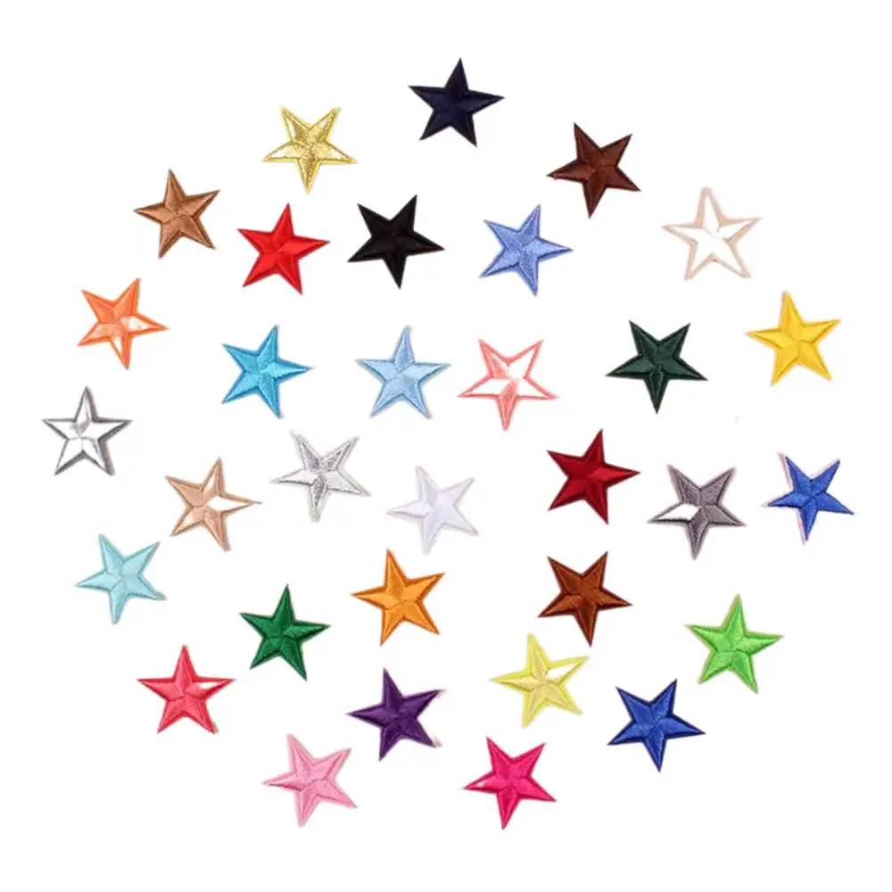 

Cheap 10pcs/lot Small Star Patches Iron On Applique for Clothes Embroidered for Clothing DIY Motif Stripes Clothes Accessories
