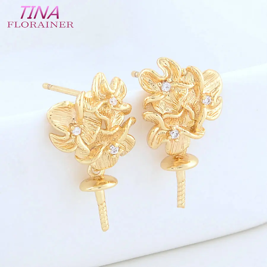 11*19mm 14 Karat vergoldetes Messing mit Zirkon blumen Ohr stecker hochwertige DIY DIY Schmuck machen Suche Zubehör