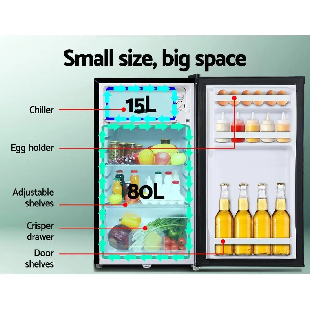 Portable 95L Upright Fridge Freezer with Bar 12V 24V 240V for Camping Caravan