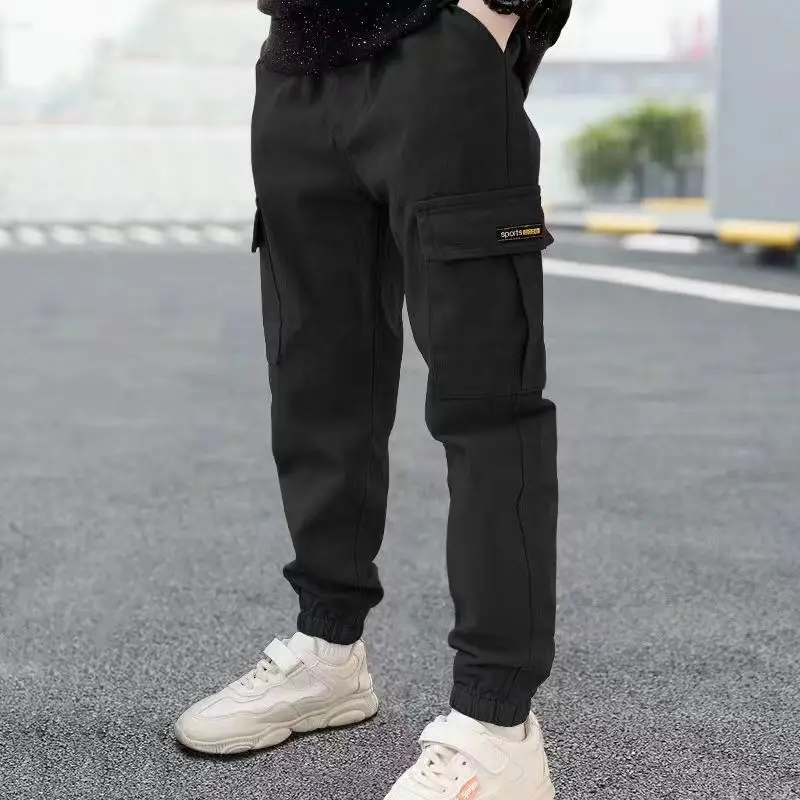 Boys Pants Boys Cargo Pants Spring Autumn Thick Casual Kids Sport Pants For 5-12 Years Kids Clothing