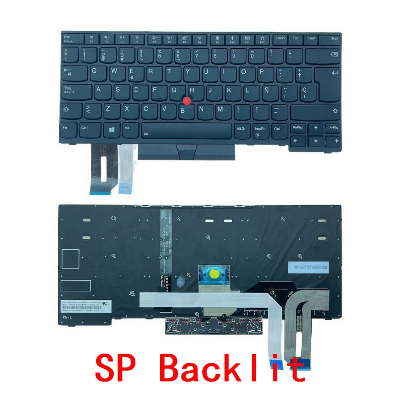 Teclado Retroiluminado Espanhol dos Eua para Lenovo Thinkpad E480 E485 L480 L380 T490 E490 E495 L490 T495 Ioga L390 T480s P43s Novo - Imagem 3