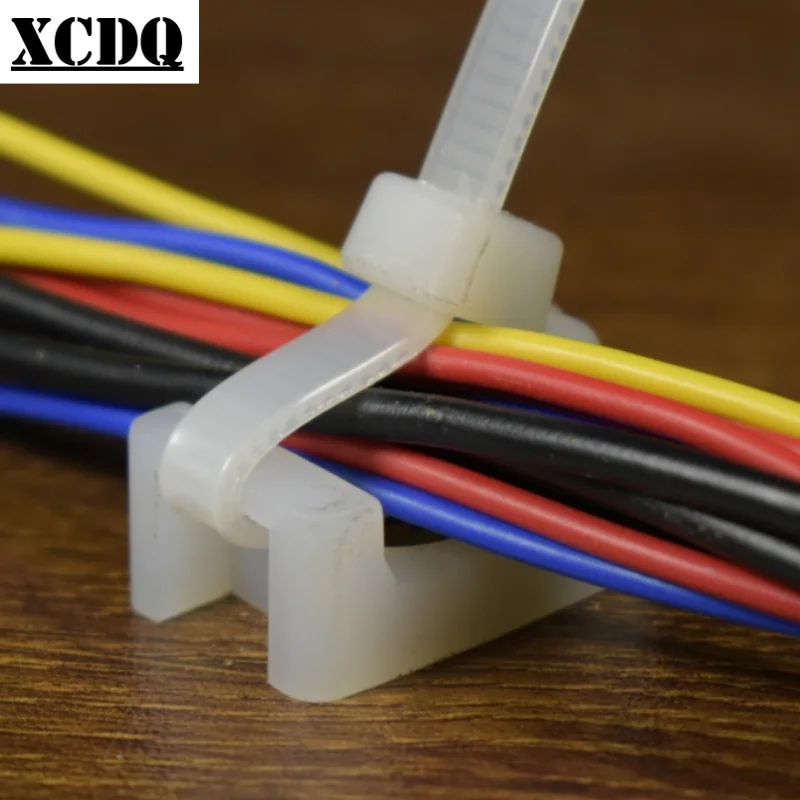 50pcs 100pcs HC Series PC Board Screw Fixed Plastic Cable Tie Holder Fixing Seat Wire Manager Cable Tie Mount for home cable mount holder cable tie mount