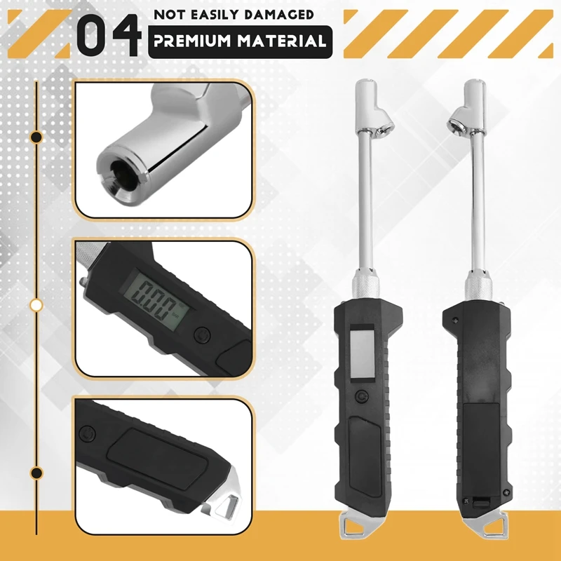 Illuminated Heavy-Duty Truck Tire Pressure Gauge With LCD Luminous Display Dual-Head Digital Tire Pressure Gauge-A14Z