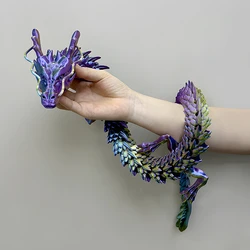 3D Printed Gem Dragon Crystal Fidget Toy - Rotatable Articulated Dragon Gift - 88cm (Shiny metal colour)