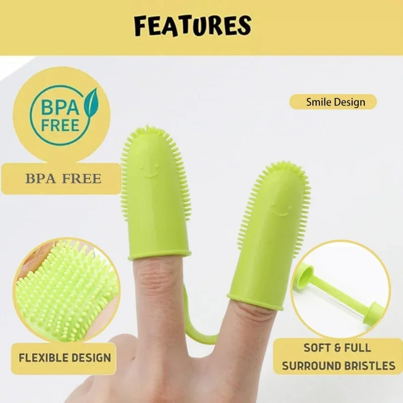 1pc Dog Super Soft Double Finger Toothbrush Pet Teeth Clean Bad Breath Care TPR Tooth Brush Clean Tool Dog Toothbrush Accessorie