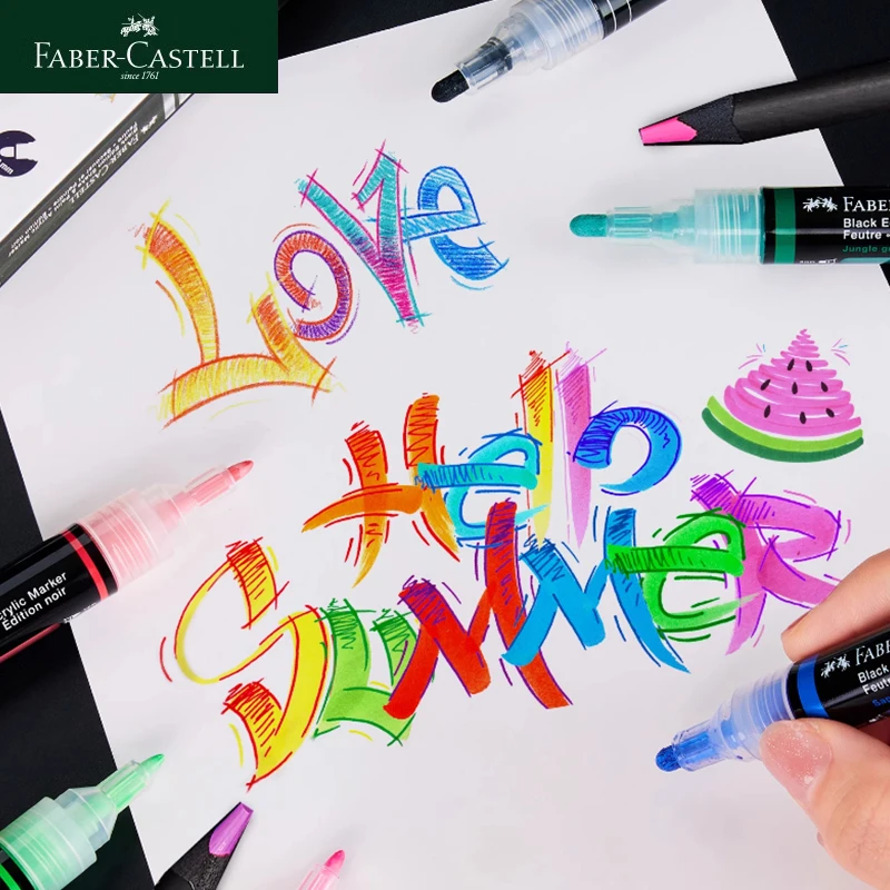 Faber-Castell Boxed Double-ended Acrylic Pen Waterproof Soft-Bristled Marker Pen DIY Hand-painted Ceramic Graffiti Painting