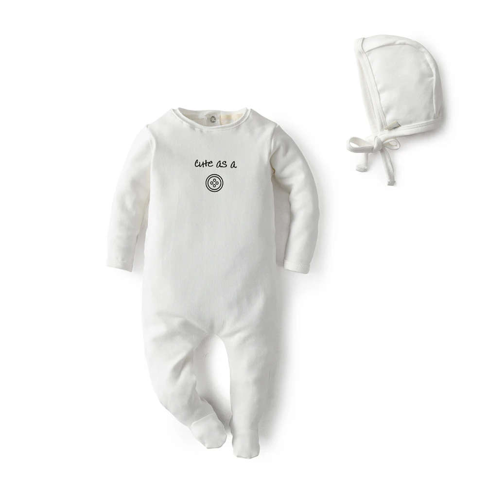 Description Picture 3 of itemNewborn Bsby Girl Boys Footie Sleepers Rompers Cotton New Bodysuit Kids Clothes Jumpsuit with Hats Blanket Footy Sleepwears