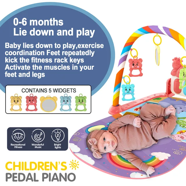 Children's pedal piano education early education music fitness baby music fitness equipment toy light crawling mat 3