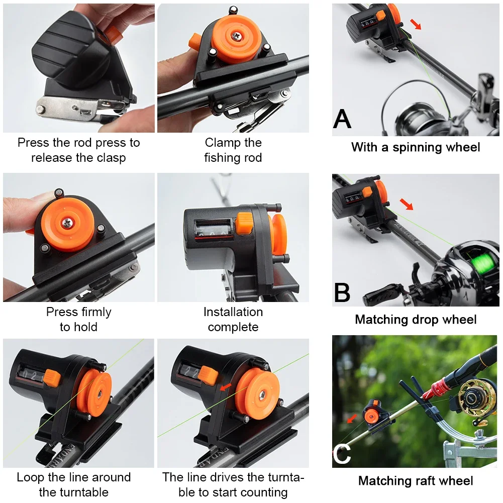 Counter Fishing Line Depth Measurement Tool Fishing Tackle Length Measurement Counter 0-999M Peso Fishing Equipment