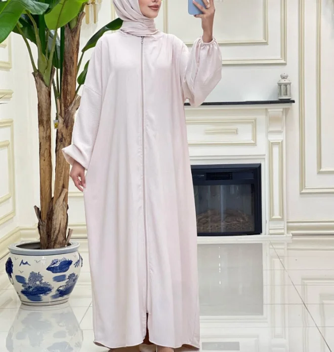 

Casual Dresses for Women Spring and Summer New Temperament Commuting Women's Solid Headband Robe Clothing Zipper Long Dress