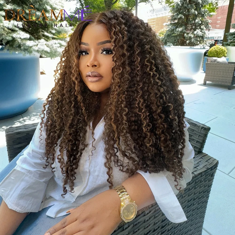 Highlight Blonde Kinky Curly Glueless Wig 4x4/5x5 Lace Closure Wig Wear and Go Per Cut 5x7 Lace Closure Wigs Human Hair