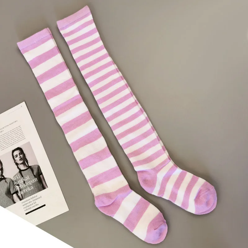 Breite gestreifte Strümpfe für Damen, über dem Knie, hohe lange Socken, Weihnachten, Halloween, Cosplay, Anime, Performance, Party, Geschenke, Socken, bunt – Detail 10