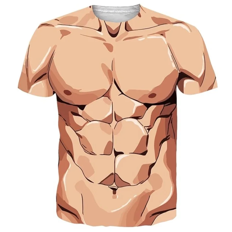 3D 인쇄 재미 있은 근육 그래픽 T 셔츠 남성 여성 짧은 소매 추악한 티 셔츠..