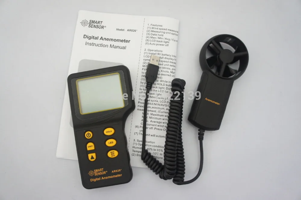 AR826+ Digital Anemometer Air Flow Meter Wind Speed Gauge Tester with LCD Display for HVAC Weather Measurement detail image 5
