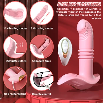Dildo Vibrator Telescopic Thrusting Vagina G Spot Massage Vibrating Wearable Remote Masturbator Clit Stimulate Sex Toy For Women 5
