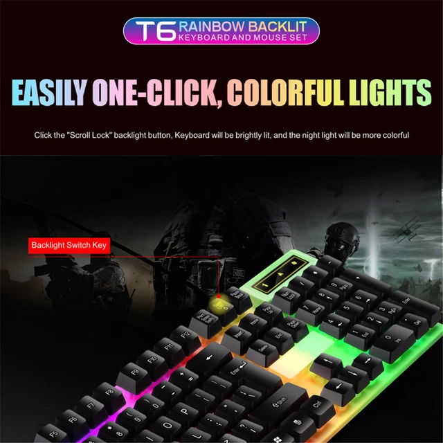 Wired 104Keys Keyboard And Mouse Set Business Office Gaming Colorful Lighting Ergonomic Keyboard Mouse For laptop PC Accessories - Image 4