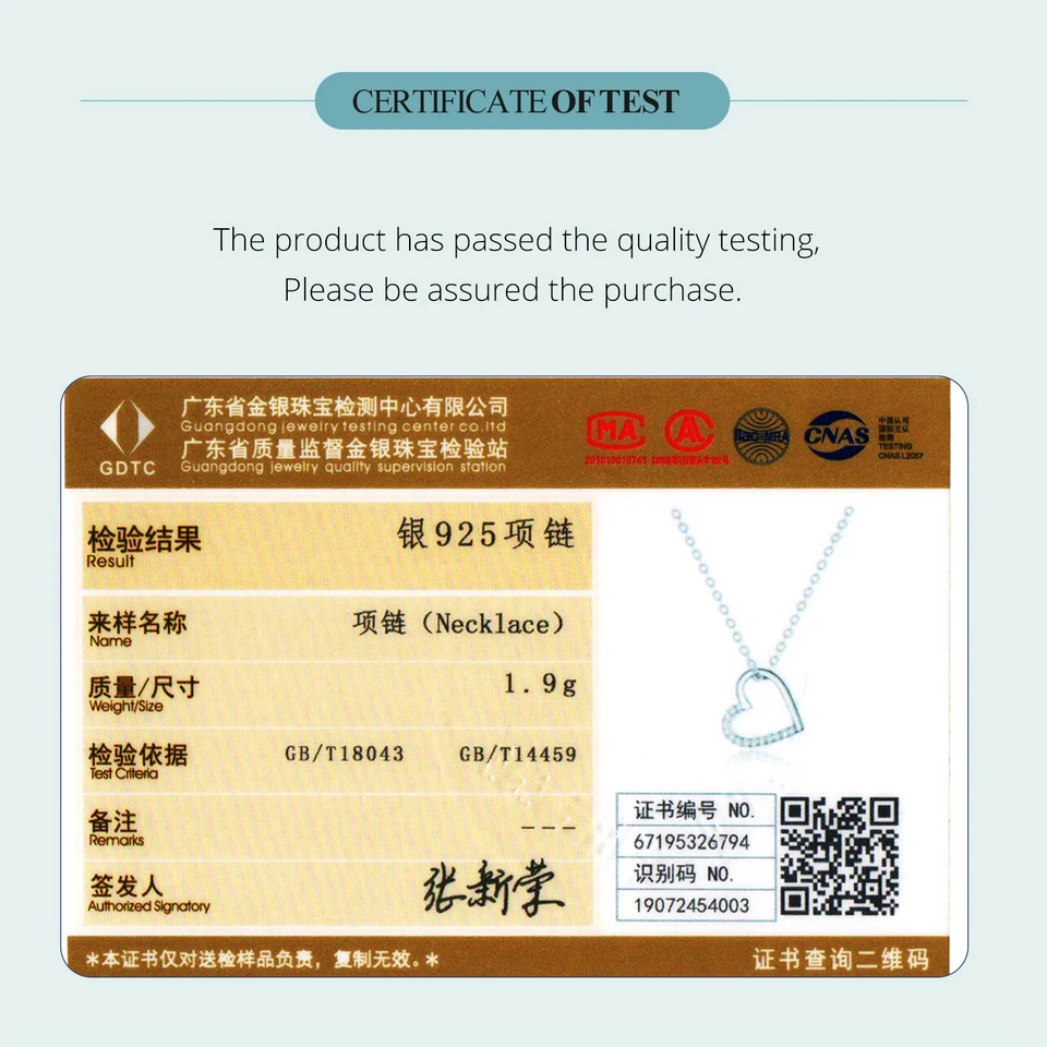 Silver Chain Necklace BAMOER Genuine 925 Sterling Silver The shape of love Chain for Women Godl Plated Heart 3 Color 18.11''