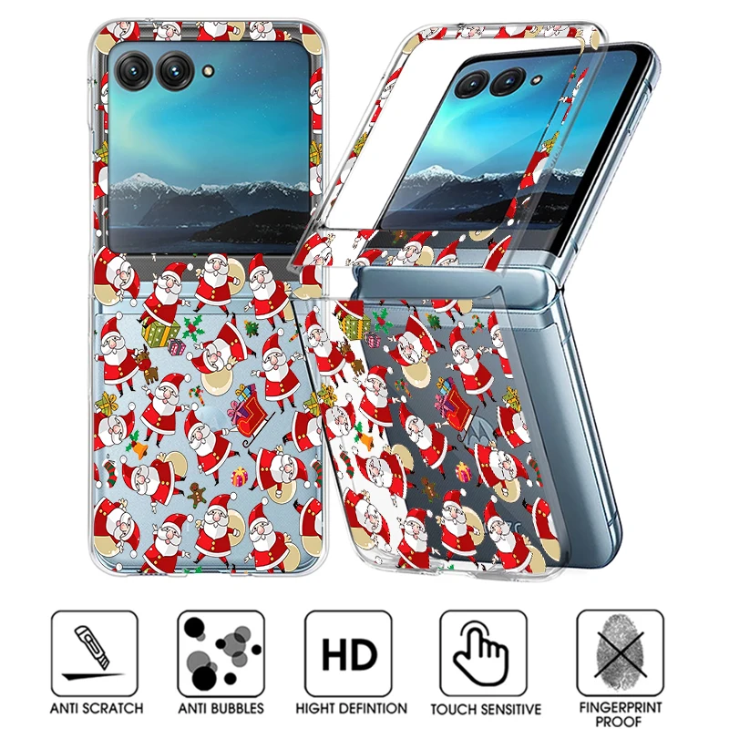 Festive Snowman Patterned Shockproof Clear Hard Folding Phone Case