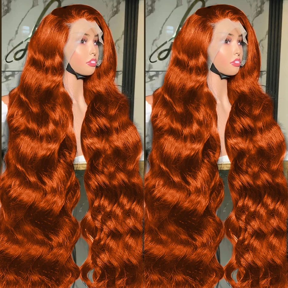 

Ginger Orange Body Wave 13x4 Lace Front Human Hair Wig Brazilian Colored 13x6 Hd Transparet Lace Frontal Wig Preplucke For Women