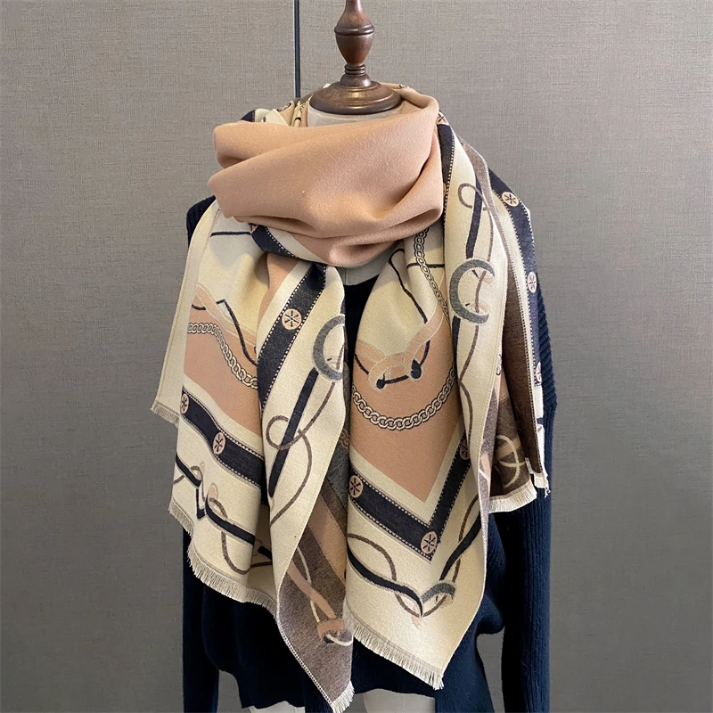 Luxury Winter Warm Cashmere Shawl Wraps Pashmina Fashion Scarf for Women Thick Blanket New Scarf Stoles Bufanda Female 2022 new women warm cashmere plaid scarf fashion pashmina shawls female acrylic wraps wool luxury winter scarves