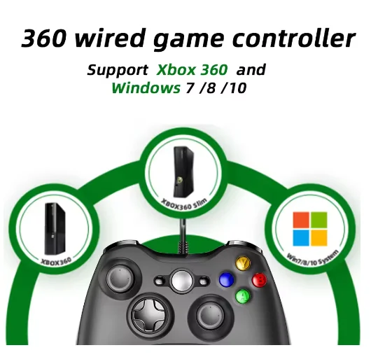Enhanced Wired Game Controller with Built-in Motor and Customizable Colors