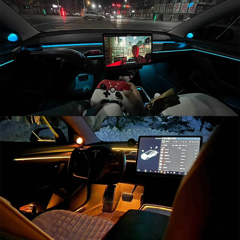 Suitable for Tesla model3/modelY laser carved ambient light Tesla