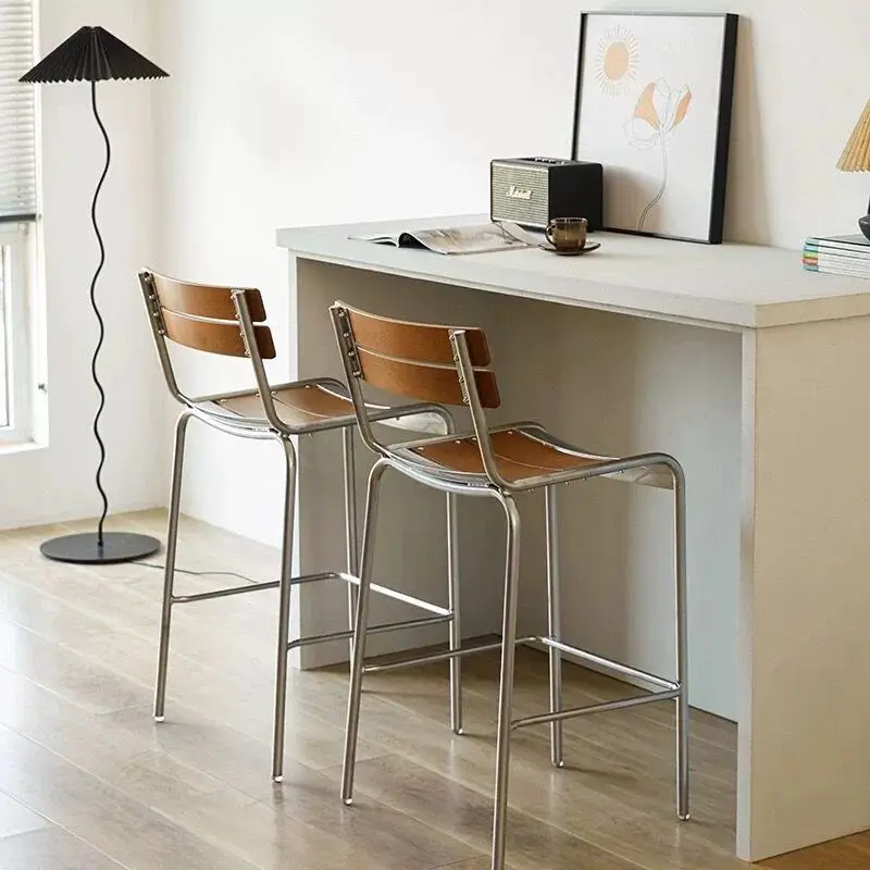 Light Luxury Nordic Bar Chairs Retro Design High Backrest Adults Chairs Relaxing Bar Furniture