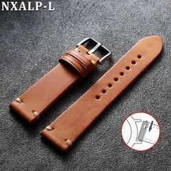 Handcrafted Matte Leather Cowhide Watch Strap with Quick Release - 21mm (Light Brown)