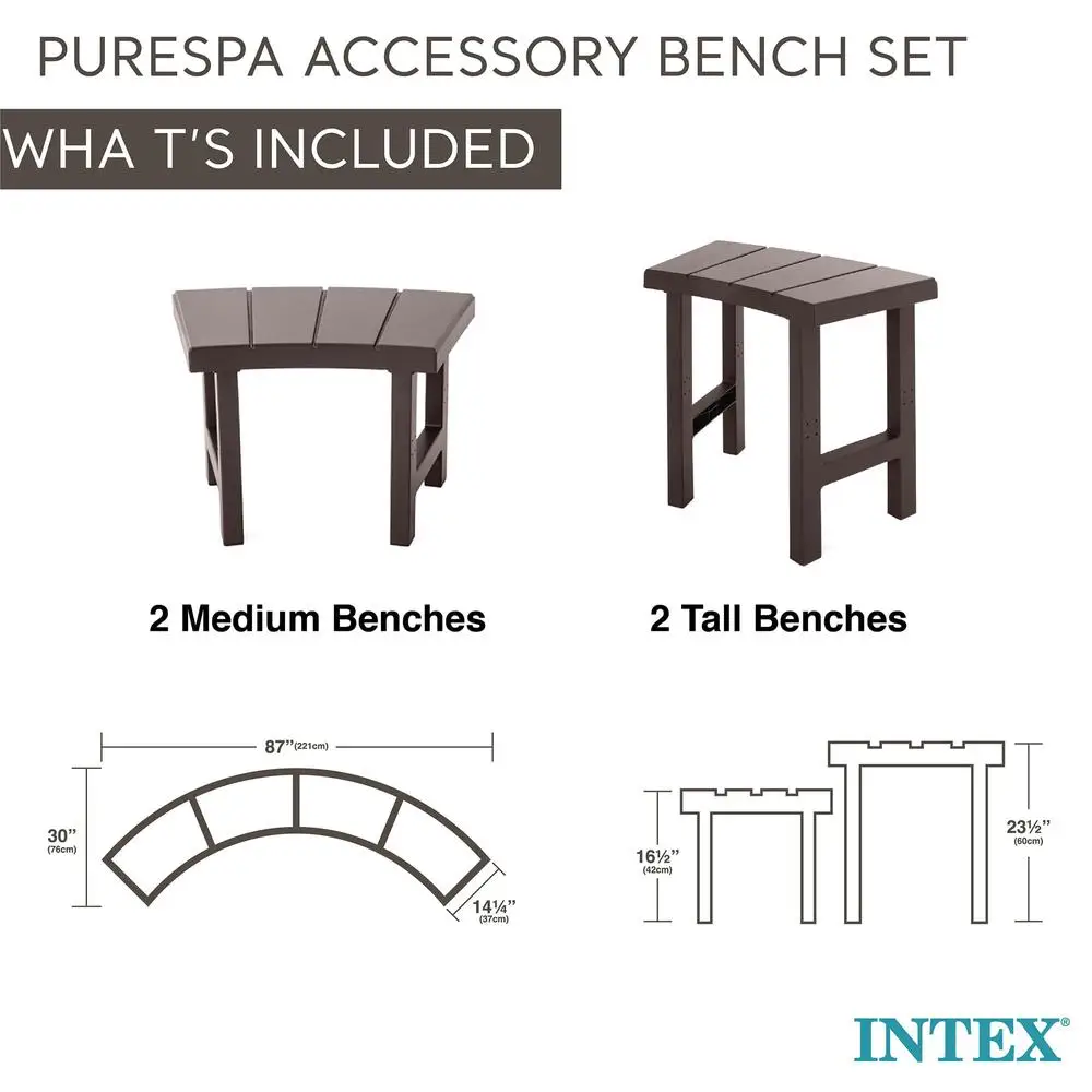 2 Medium and Tall PureSpa Benches 4 Person Above Ground Spas Seating and Storage Solution Round Spa Models with 77in Diameter 5