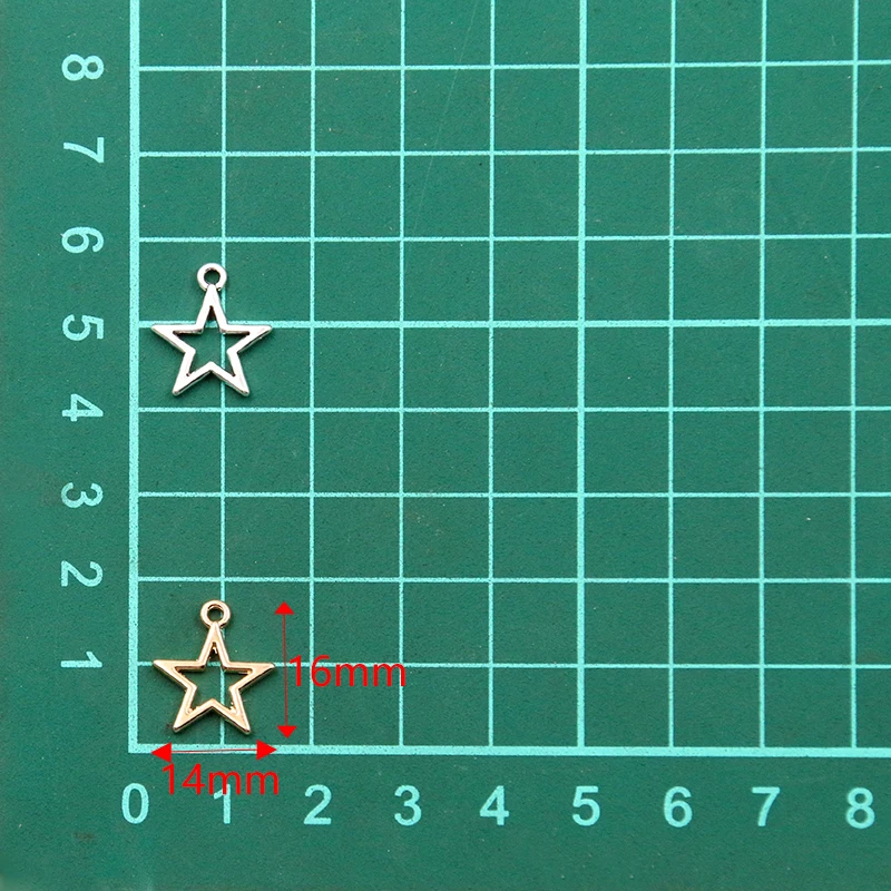14*16mm 2 Color Hollow Star Charms Geometry Pendant Metal Alloy DIY Necklace Bracelet Earrings Marking 50PCS
