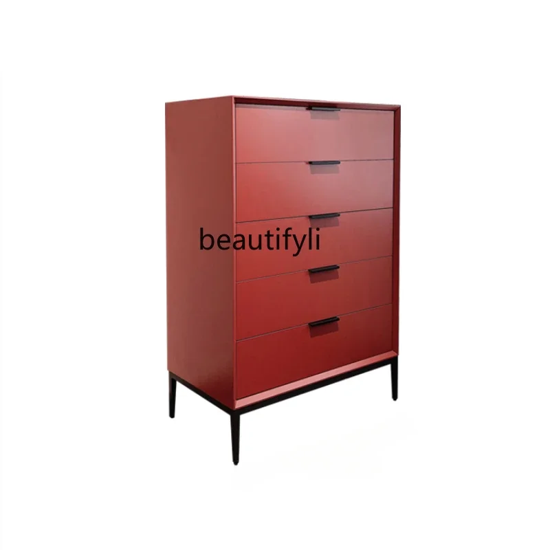 

Italian Light Luxury Bedroom Tailstock Chest of Drawers Solid Wood Modern Minimalist Storage Cabinet furniture
