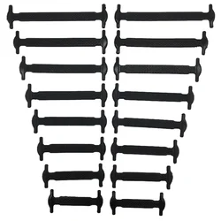 Silicone No - Tie Elastic Shoelaces - Pack of 16, Creative Lazy Laces (Black)